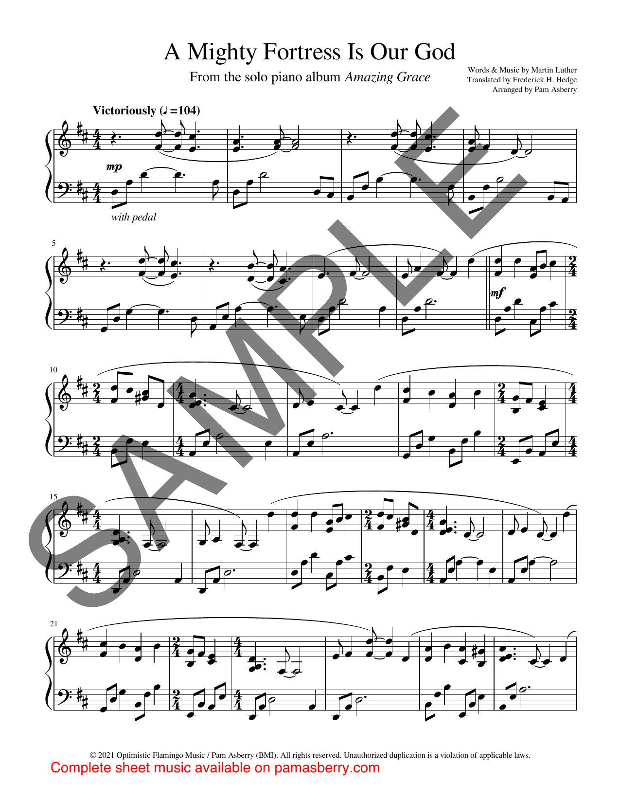 A Mighty Fortress Is Our God – Downloadable Sheet Music sample page 1