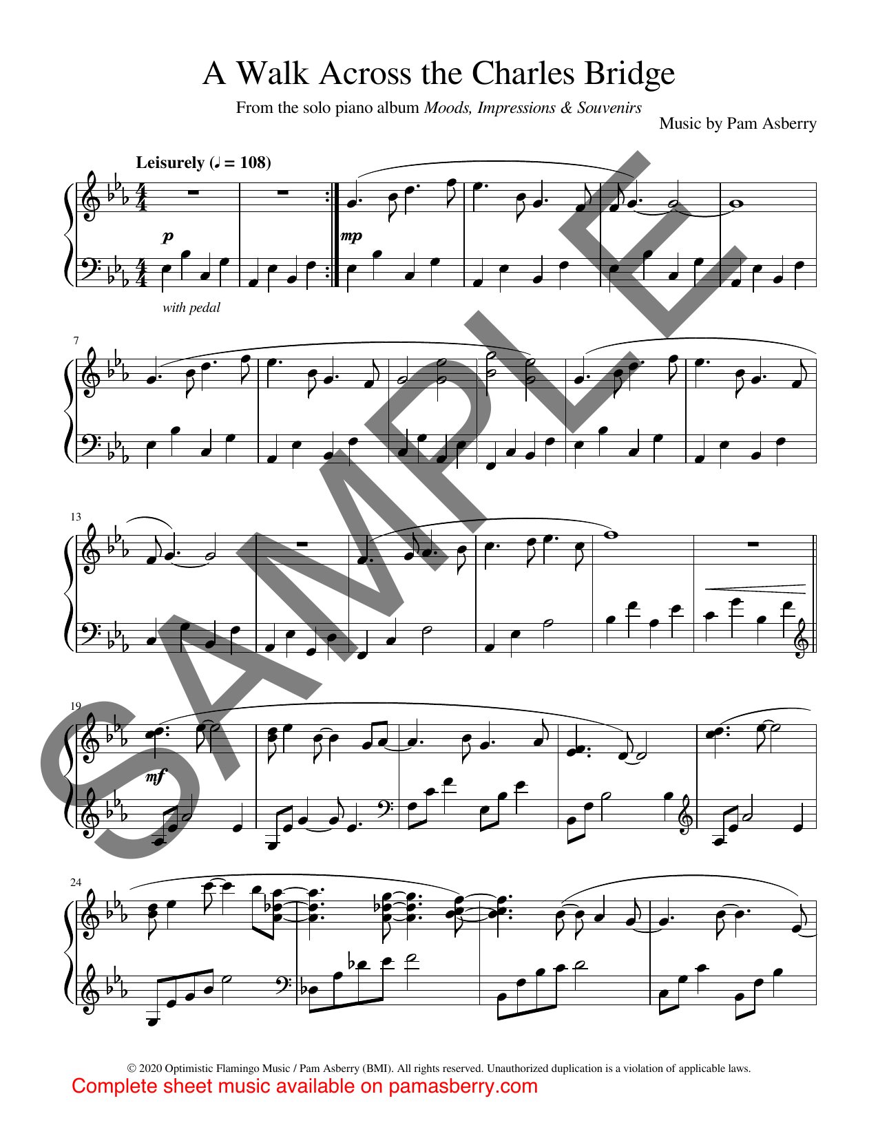 A Walk Across the Charles Bridge – Downloadable Sheet Music sample page 1