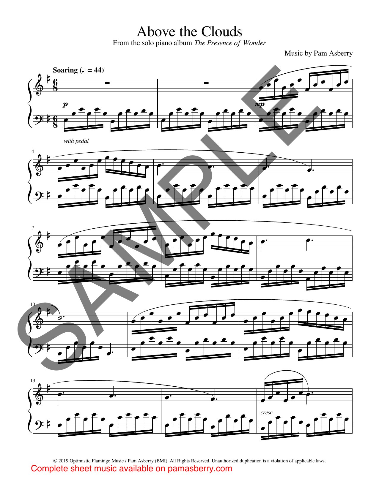 Above The Clouds – Downloadable Sheet Music sample page 1