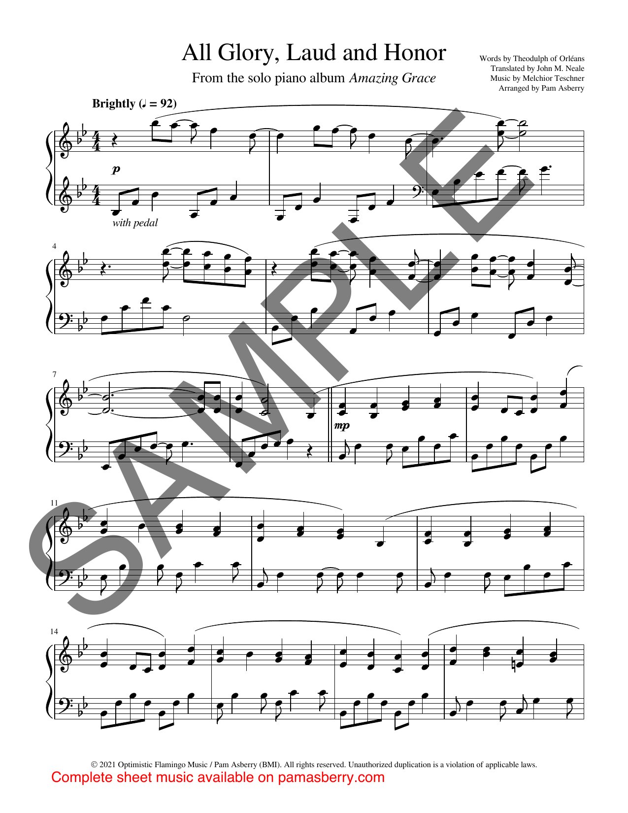 All Glory, Laud and Honor – Downloadable Sheet Music sample page 1