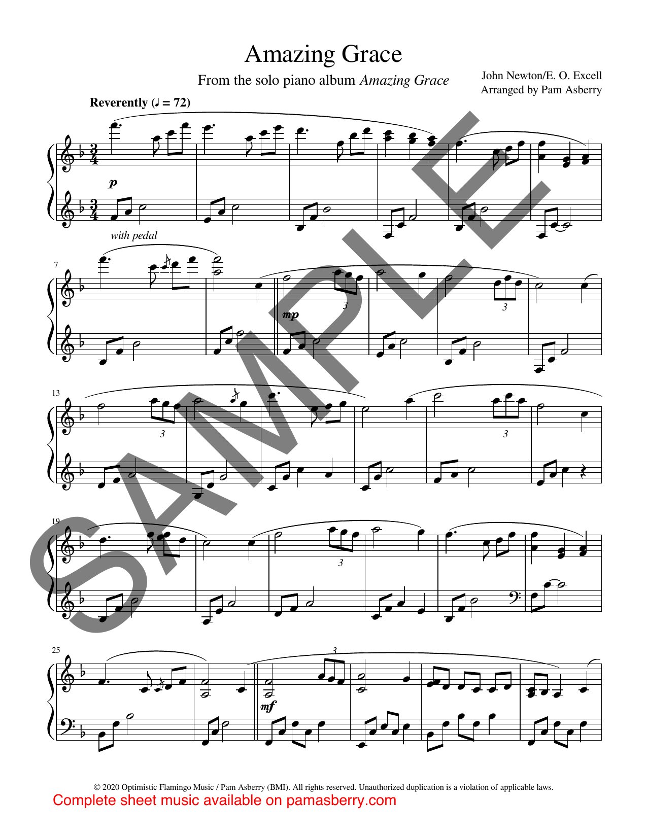 Amazing Grace – Downloadable Sheet Music sample page 1