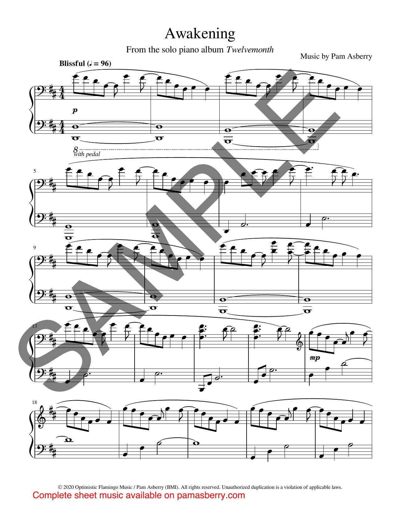Awakening – Downloadable Sheet Music sample page 1