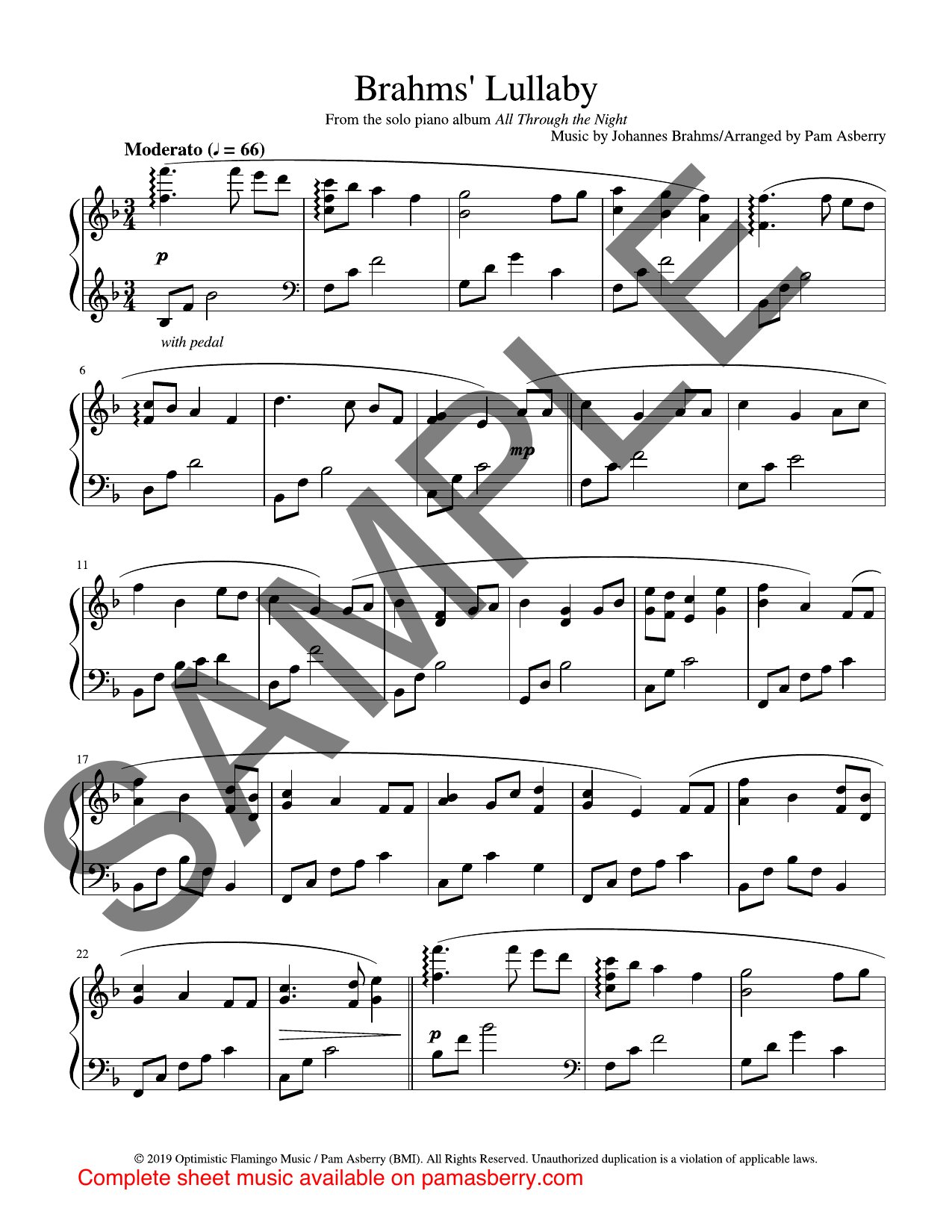 Brahms Lullaby – Downloadable Sheet Music sample page 1