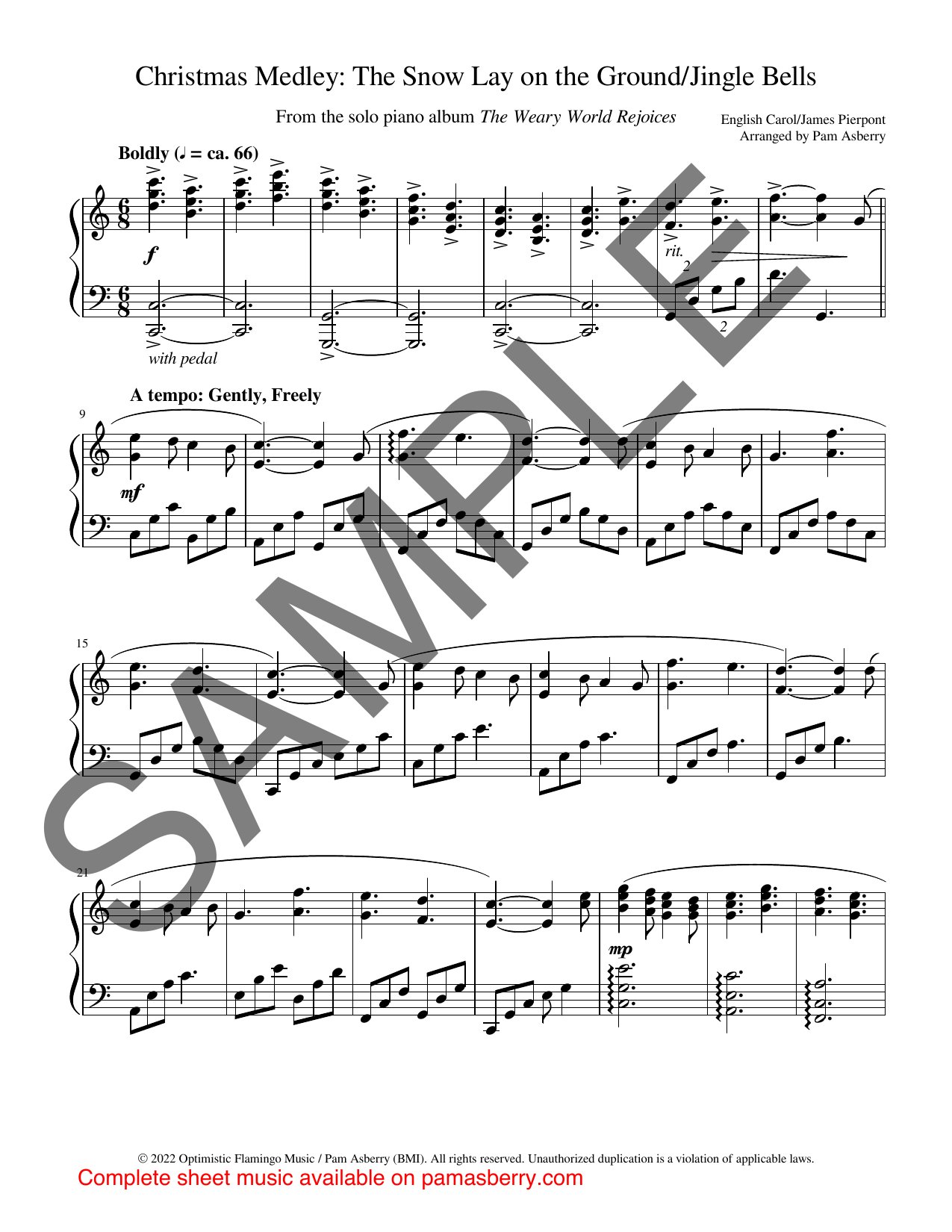 Christmas Medley (The Snow Lay on the Ground/Jingle Bells) Downloadable Sheet Music sample page 1