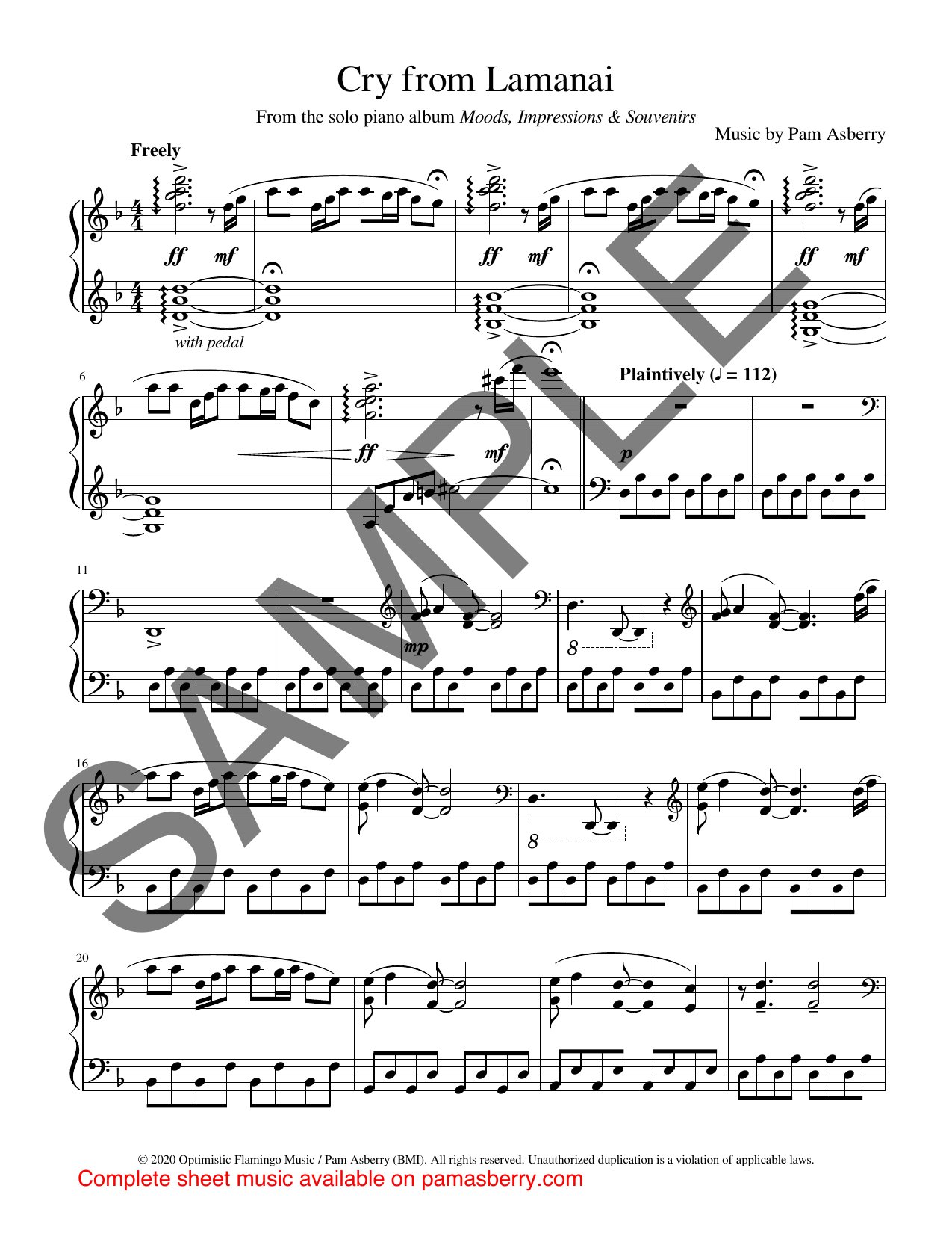 Cry from Lamanai – Downloadable Sheet Music sample page 1