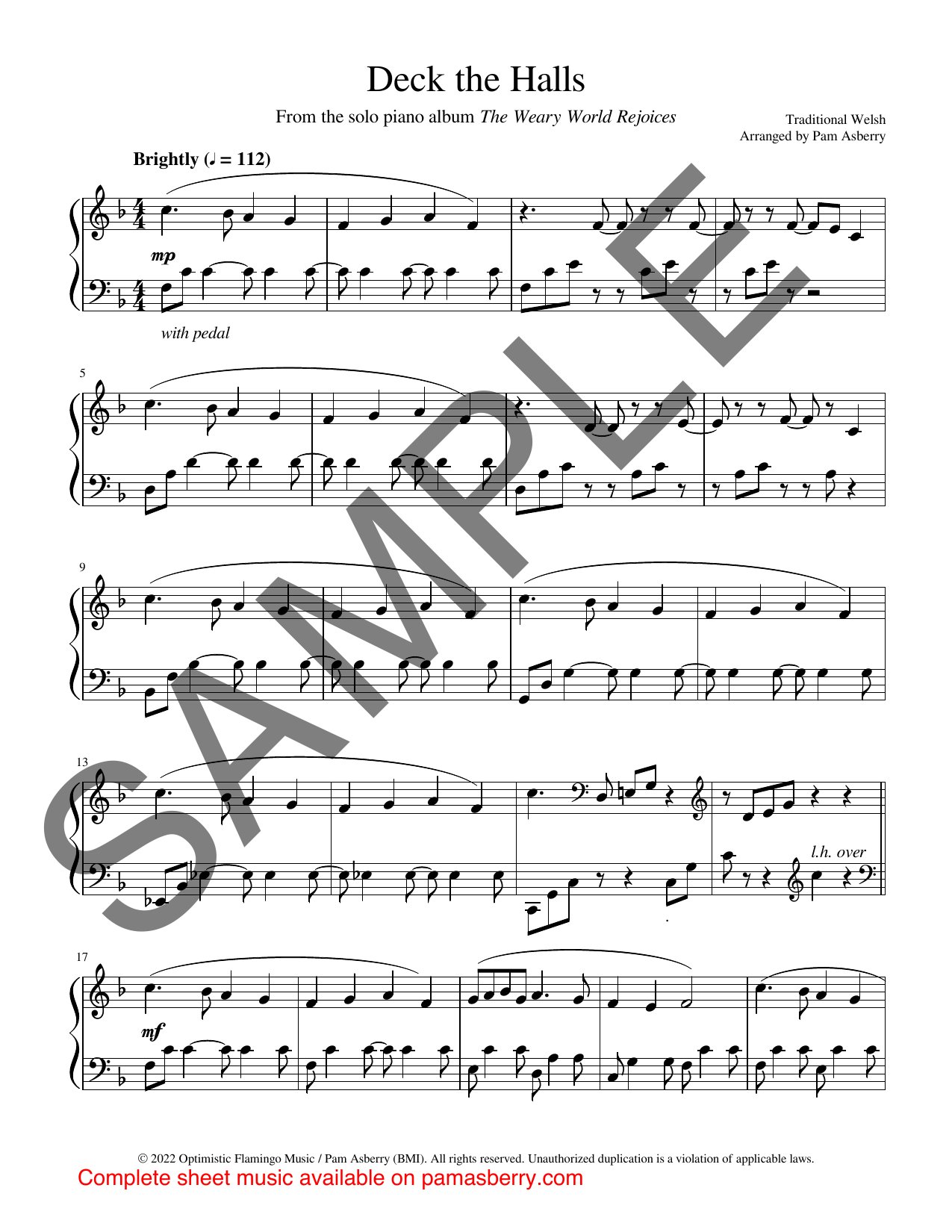 Deck the Halls – Downloadable Sheet Music sample page 1