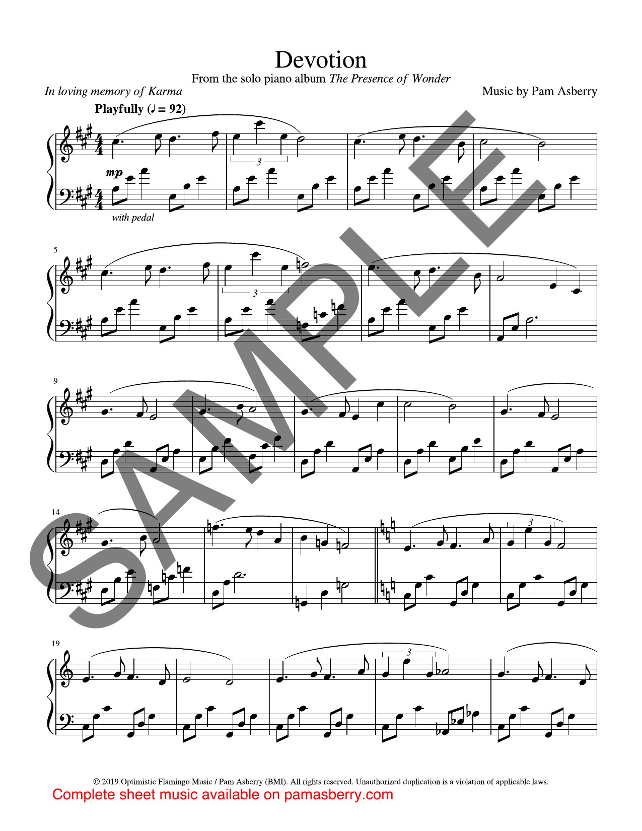 Devotion – Downloadable Sheet Music sample page 1