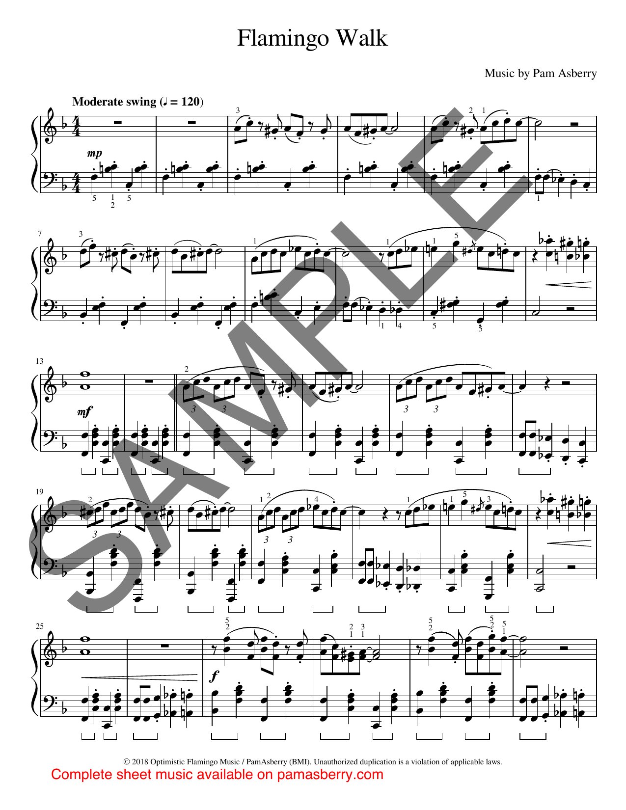 Flamingo Walk Sheet Music – Downloadable sample page 1