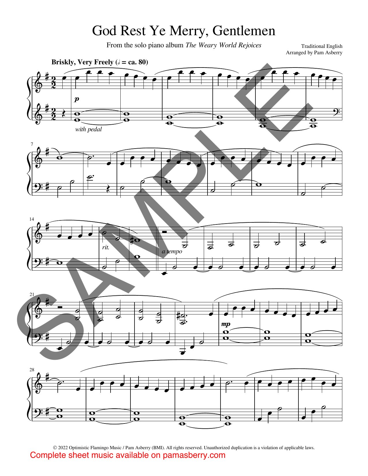 God Rest Ye Merry, Gentlemen – Downloadable Sheet Music sample page 1