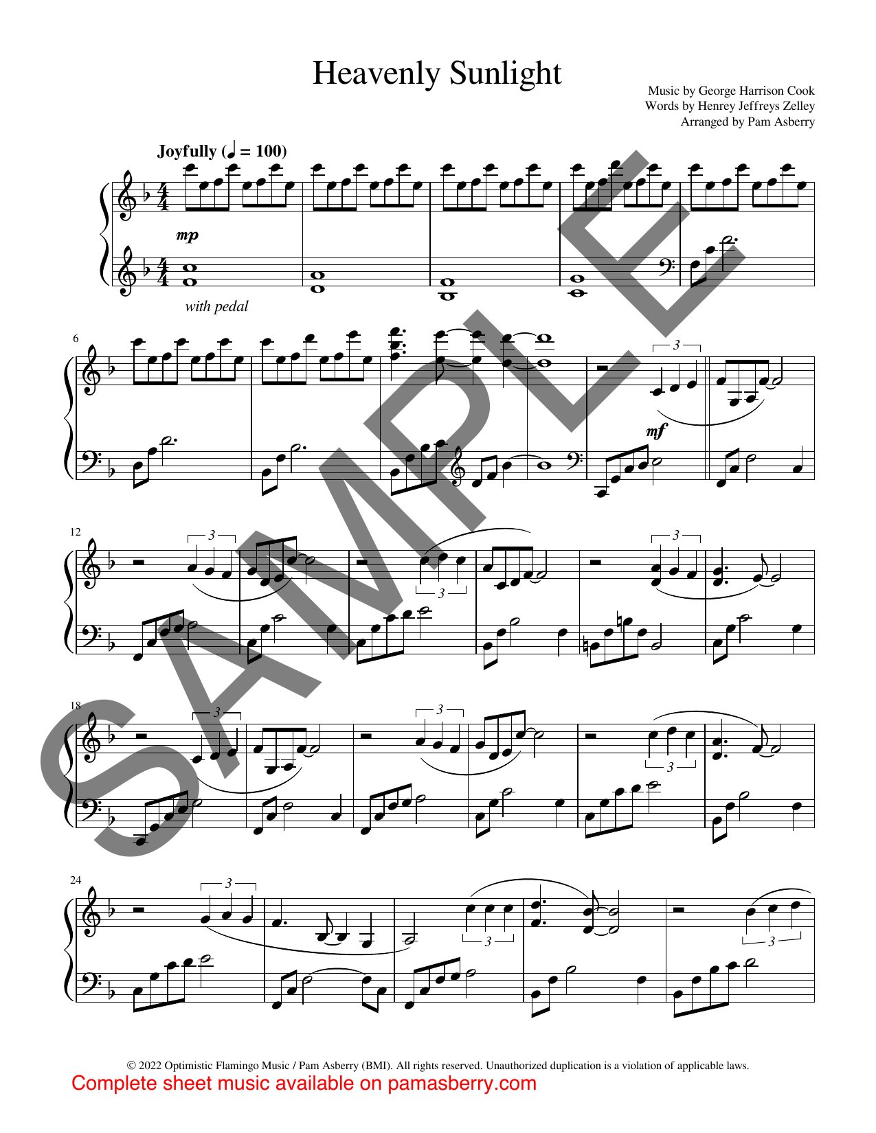 Heavenly Sunlight – Downloadable Sheet Music sample page 1
