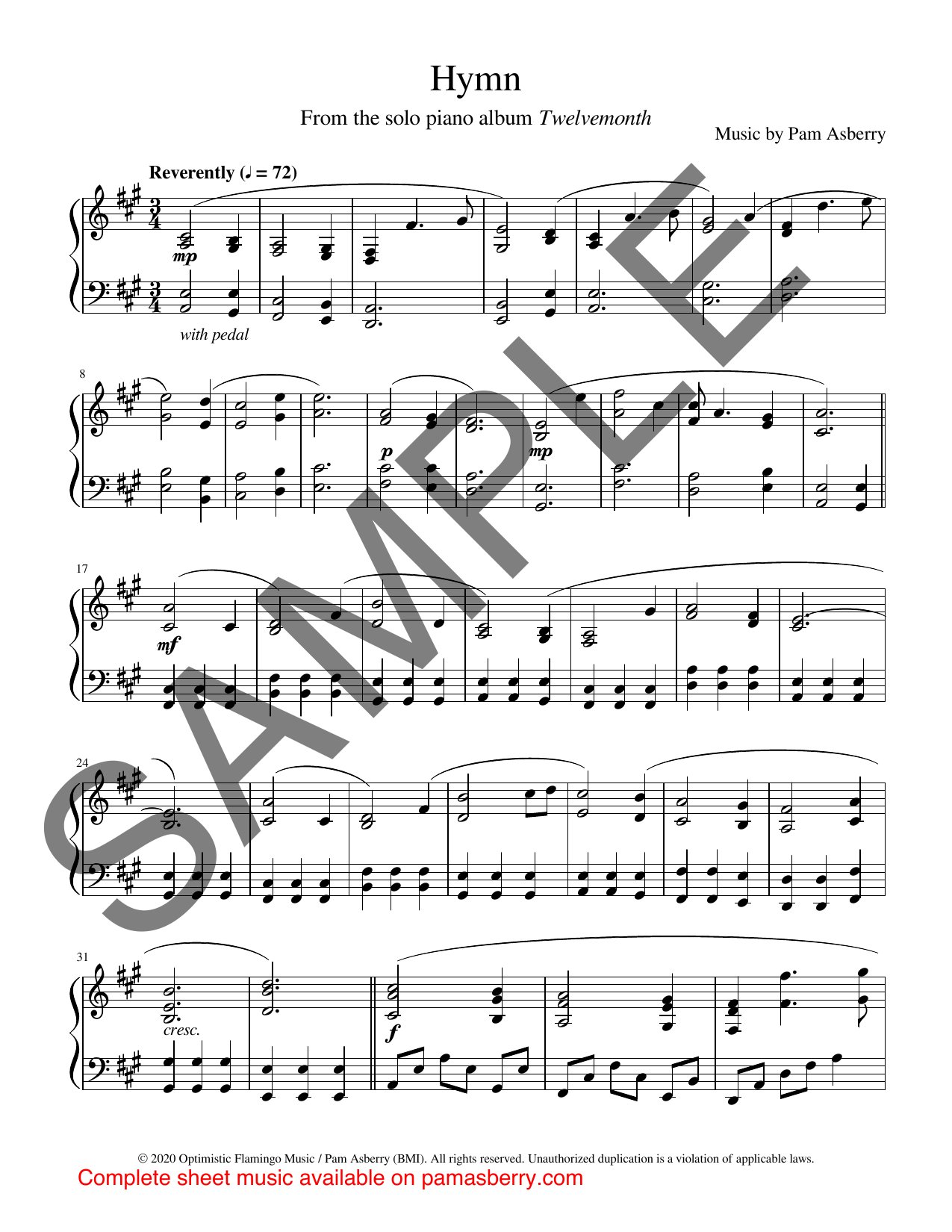 Hymn – Downloadable Sheet Music sample page 1