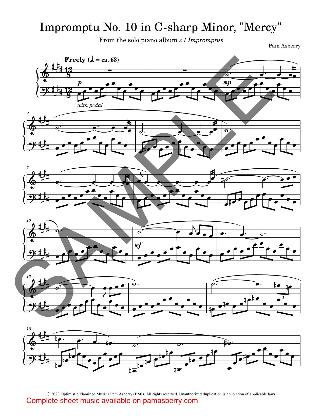 Impromptu No. 10 in C-sharp Minor, “Mercy” – Downloadable Sheet Music sample page 1