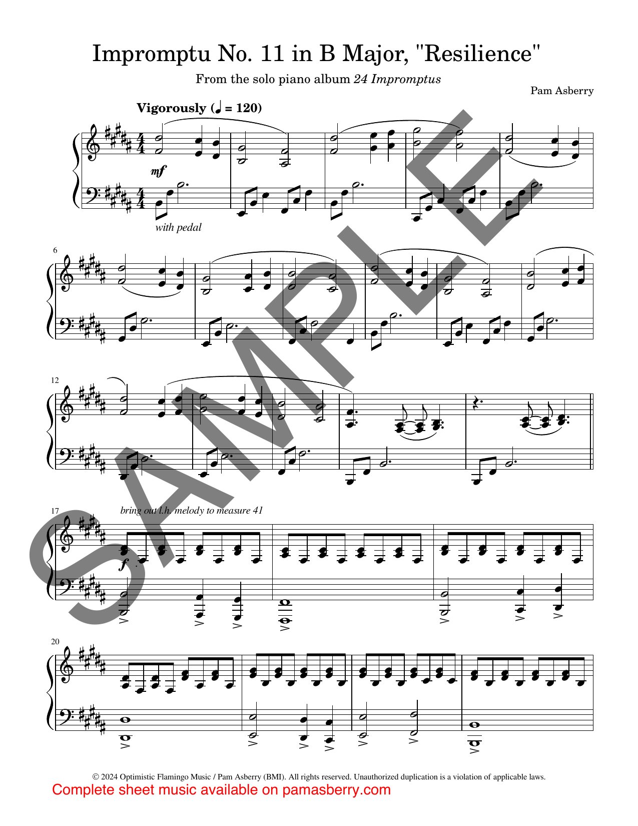 Impromptu No. 11 in B Major, “Resilience” – Downloadable Sheet Music sample page 1