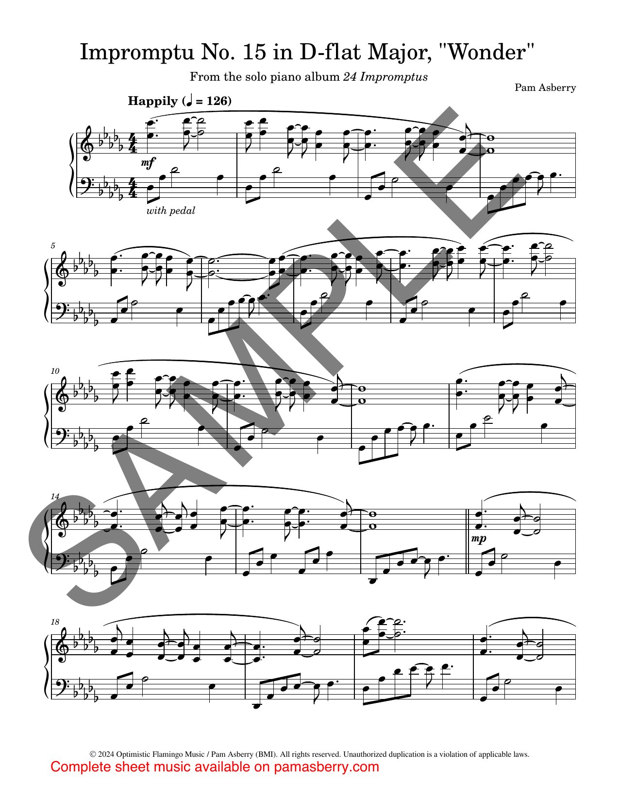 Impromptu No. 15 in D-flat Major, “Wonder” – Downloadable Sheet Music sample page 1