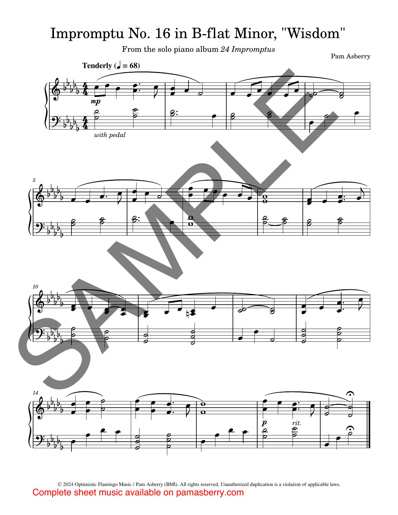 Impromptu No. 16 in B-flat Minor, “Wisdom” – Downloadable Sheet Music sample page 1