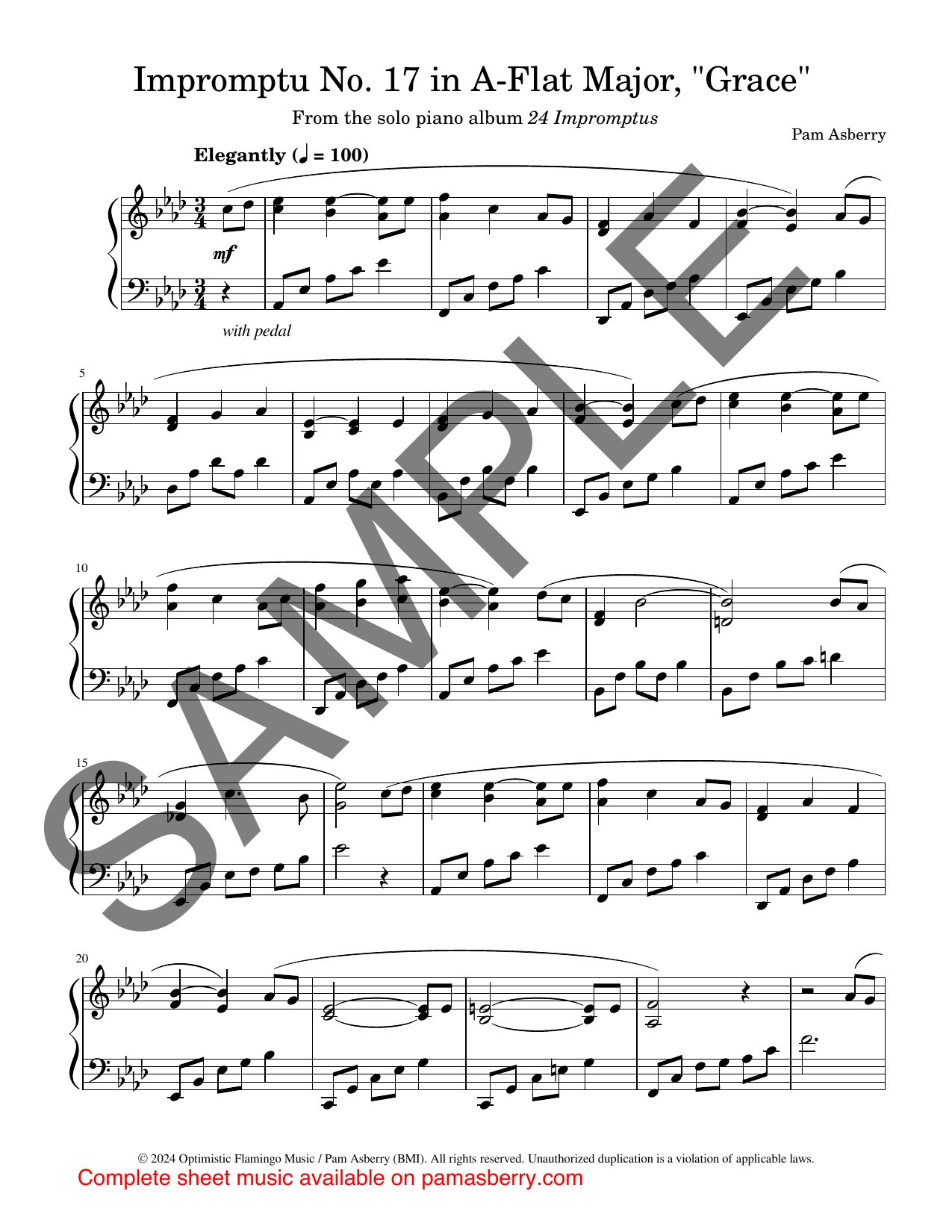 Impromptu No. 17 in A-flat Major, “Grace” – Downloadable Sheet Music sample page 1