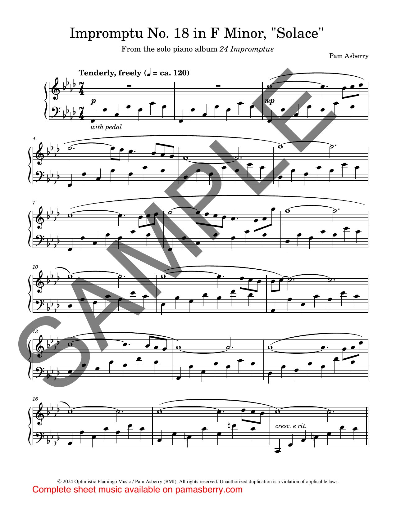 Impromptu No. 18 in F Minor, “Solace” – Downloadable Sheet Music sample page 1