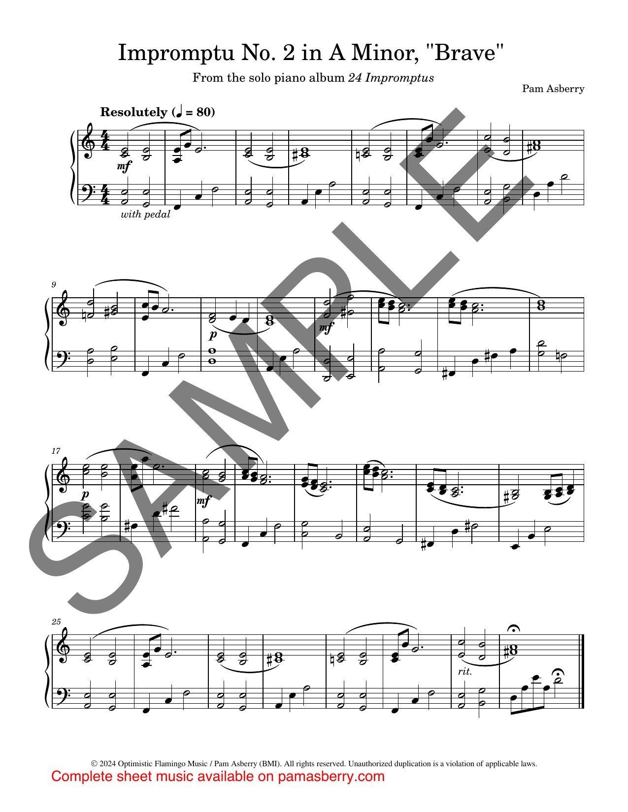 Impromptu No. 2 in A Minor, “Brave” – Downloadable Sheet Music sample page 1