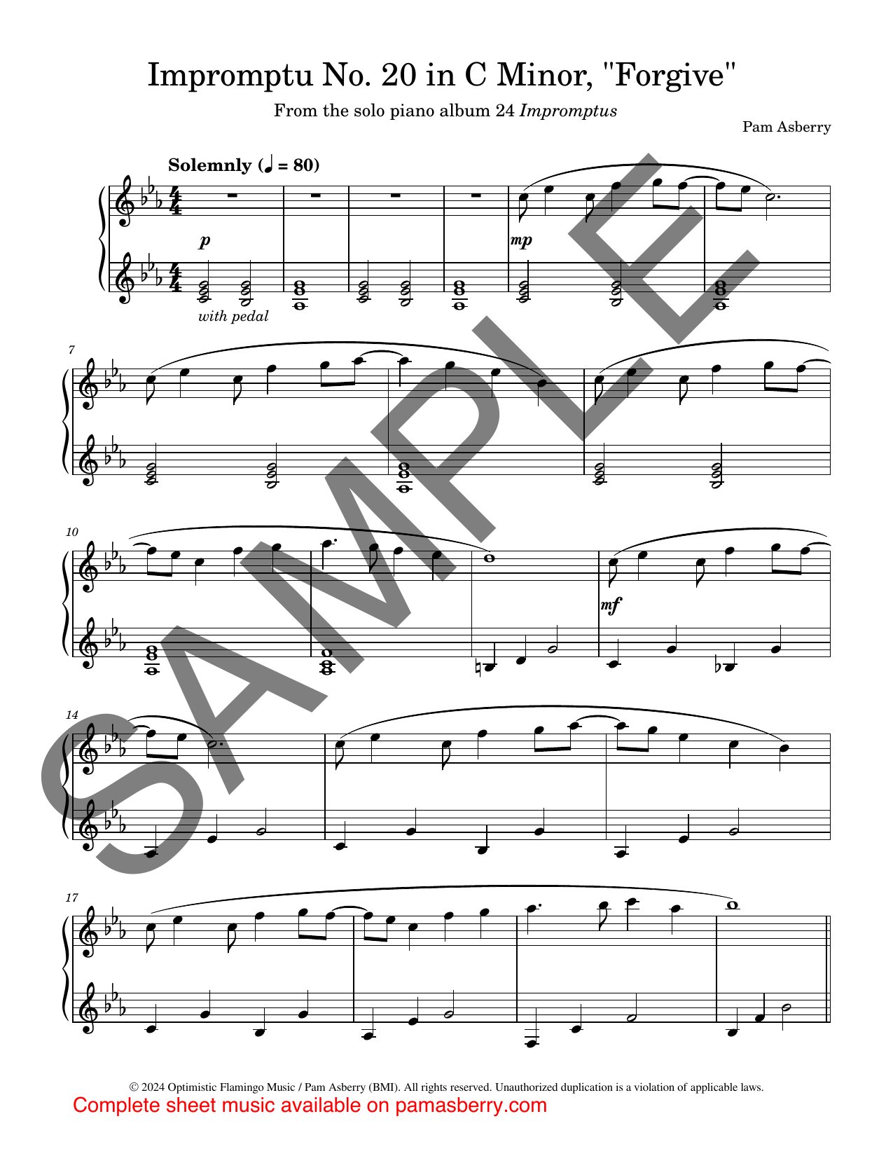 Impromptu No. 20 in C Minor, “Forgive” – Downloadable Sheet Music sample page 1