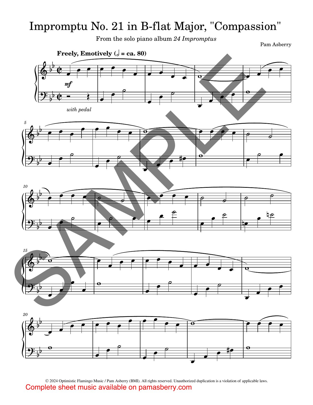 Impromptu No. 21 in B-flat Major, “Compassion” – Downloadable Sheet Music sample page 1