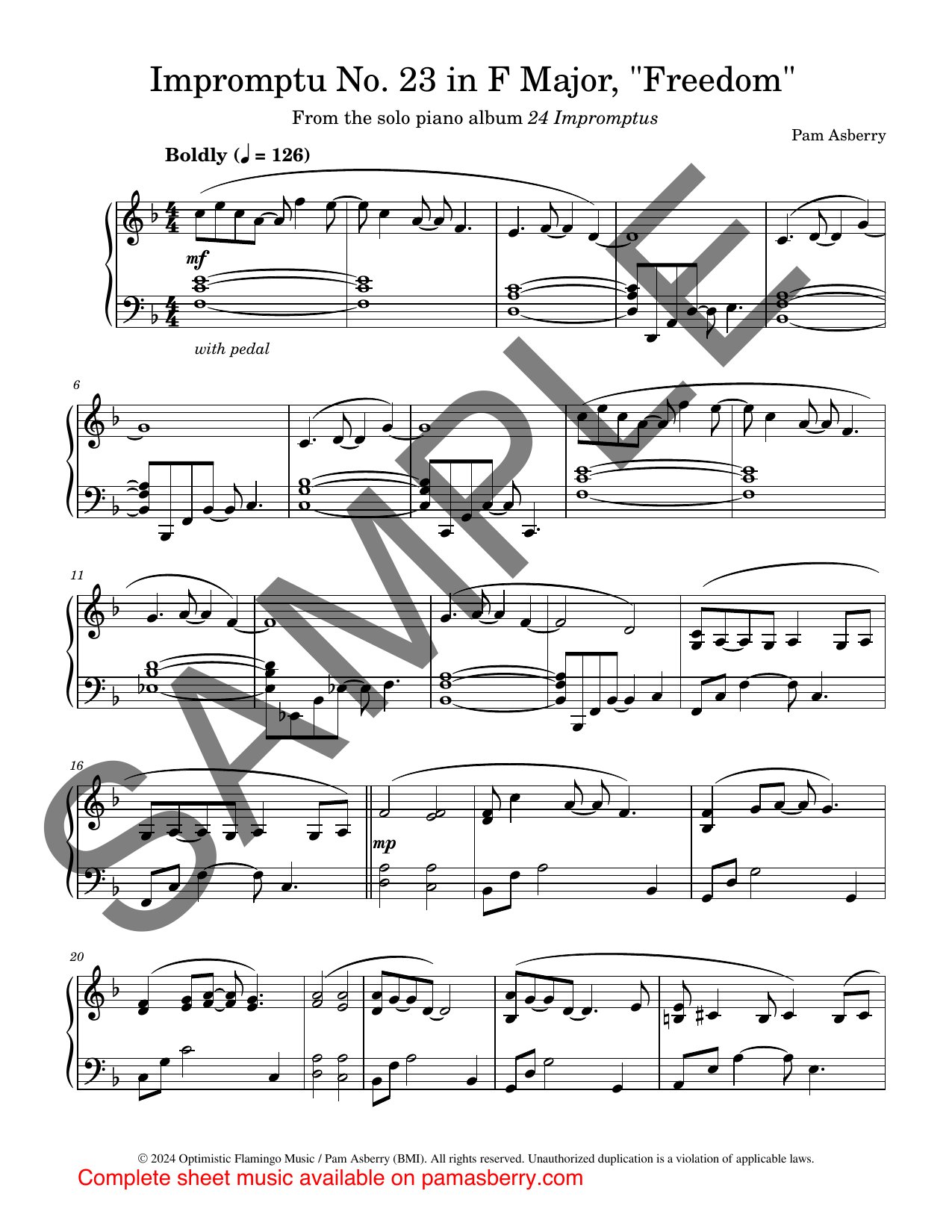 Impromptu No. 23 in F Major, “Freedom” – Downloadable Sheet Music sample page 1
