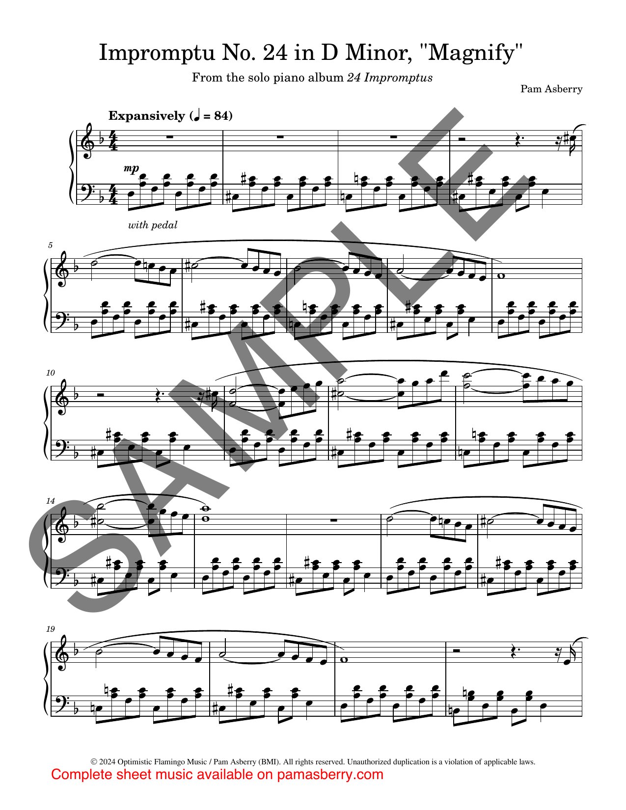 Impromptu No. 24 in D Minor, “Magnify” – Downloadable Sheet Music sample page 1