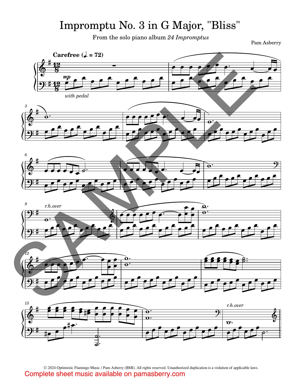 Impromptu No. 3 in G Major, “Bliss” – Downloadable Sheet Music sample page 1