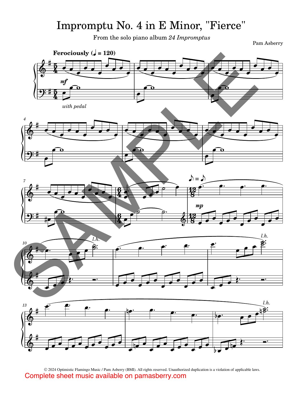 Impromptu No. 4 in E Minor, “Bliss” – Downloadable Sheet Music sample page 1