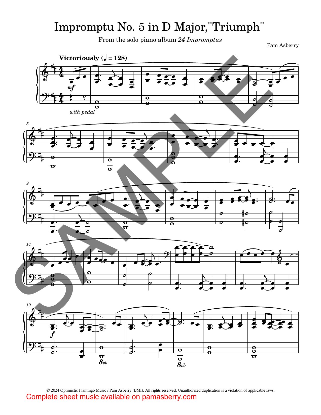 Impromptu No. 5 in D Major, “Triumph” – Downloadable Sheet Music sample page 1