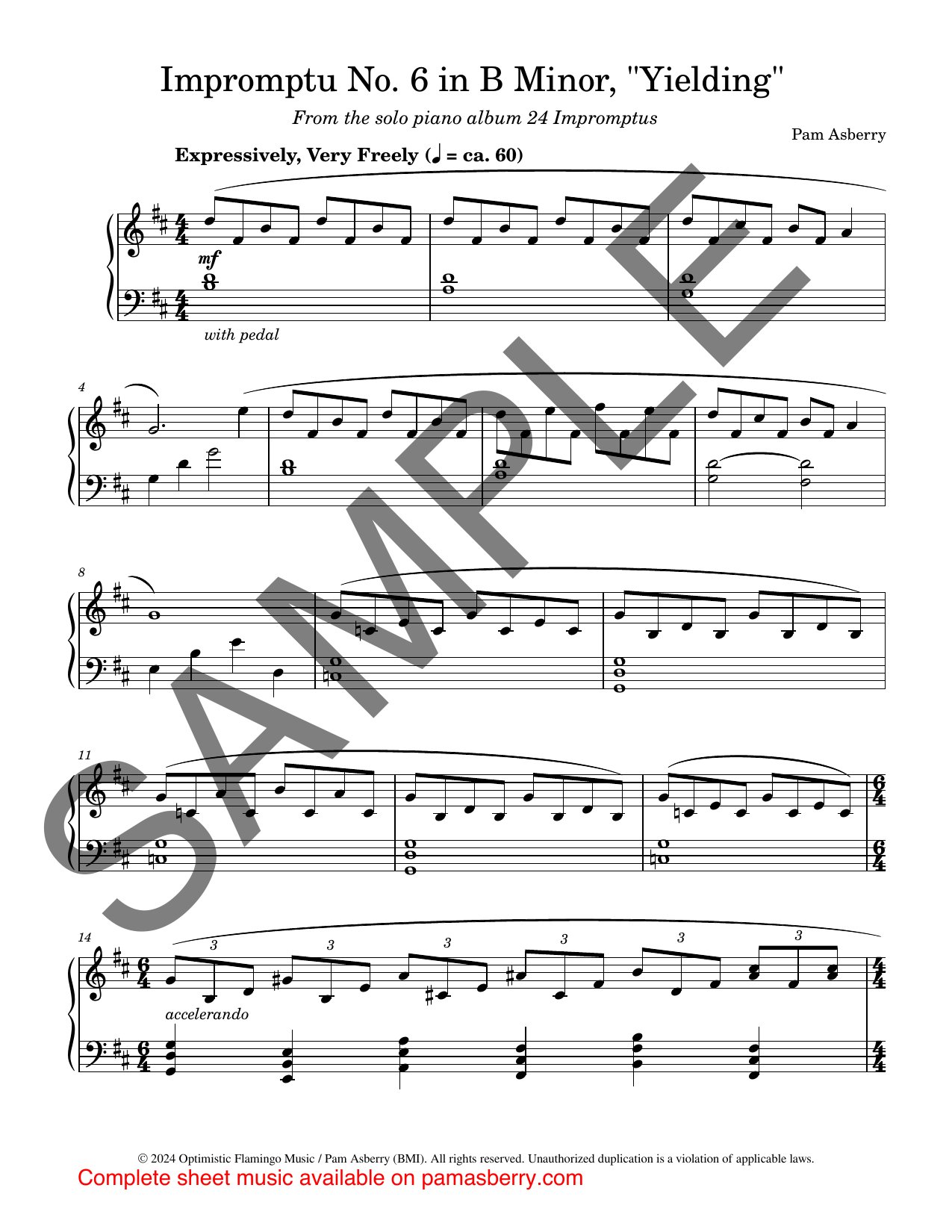 Impromptu No. 6 in B Minor, “Yielding” – Downloadable Sheet Music sample page 1