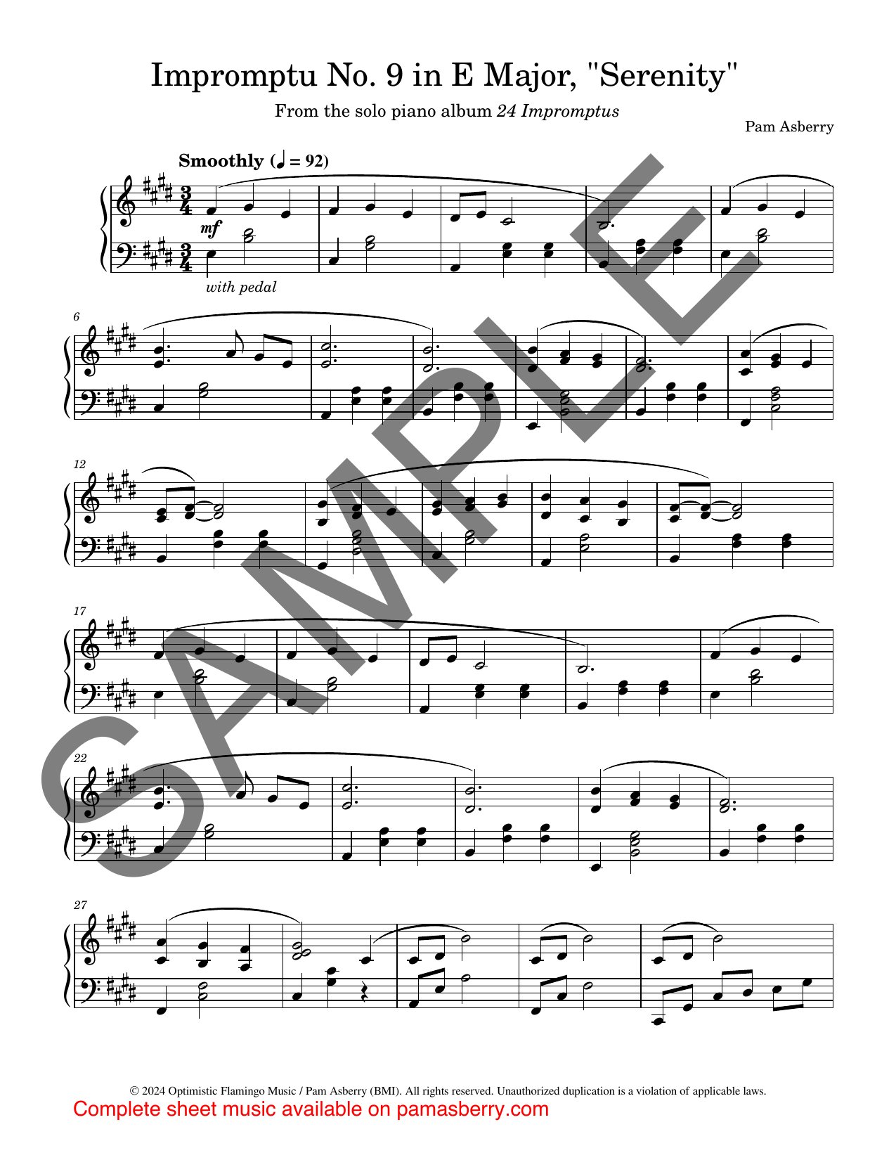 Impromptu No. 9 in E Major, “Serenity” – Downloadable Sheet Music sample page 1