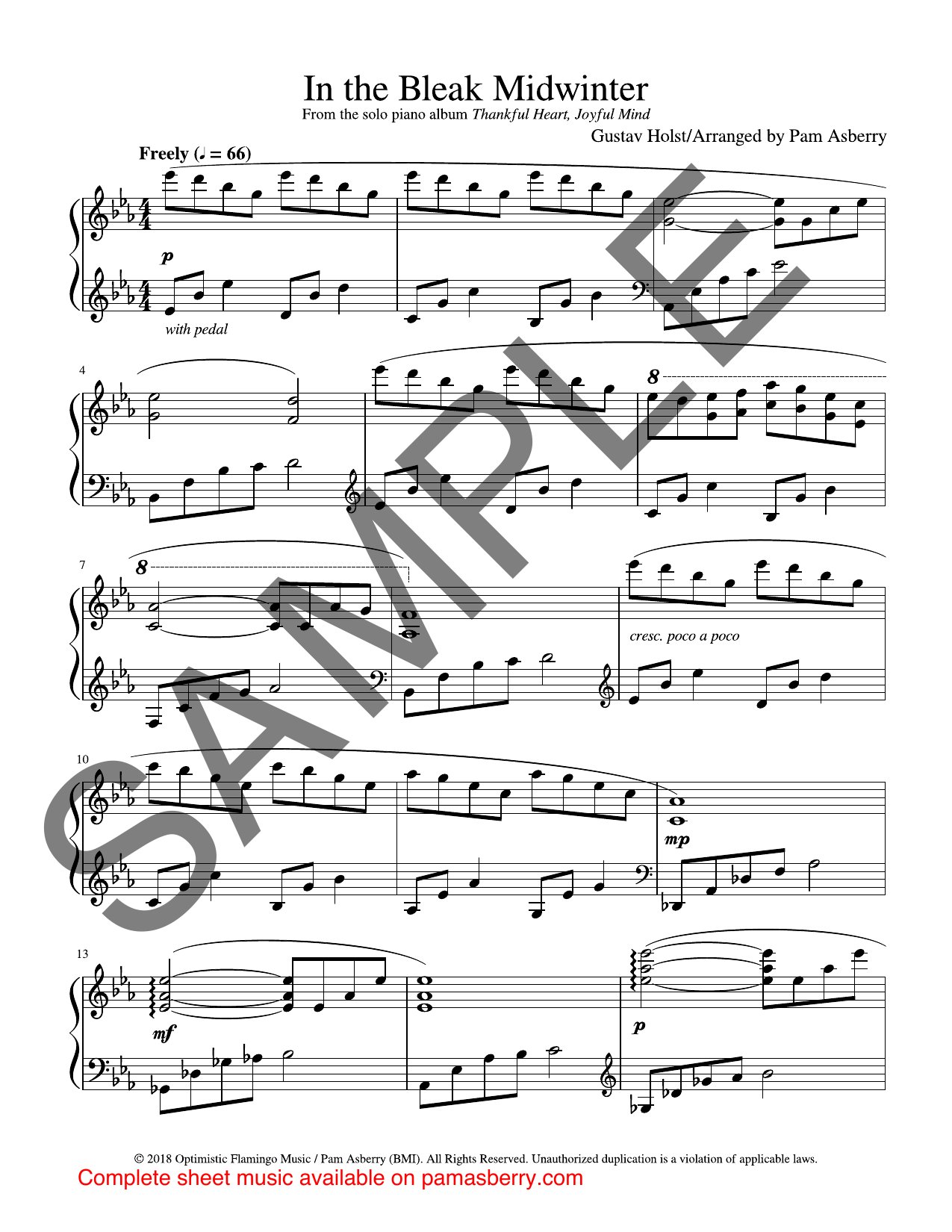 In The Bleak Midwinter – Downloadable Sheet Music sample page 1