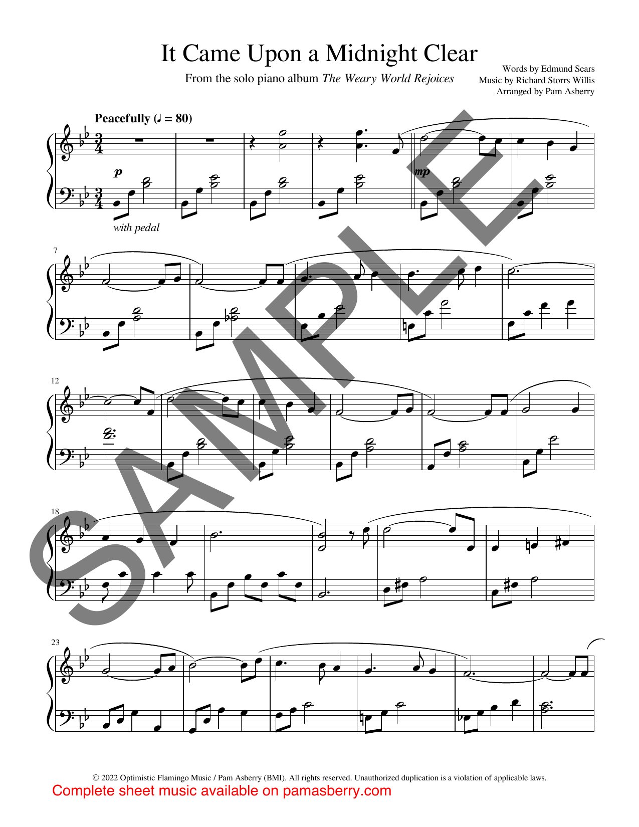 It Came Upon a Midnight Clear – Downloadable Sheet Music sample page 1