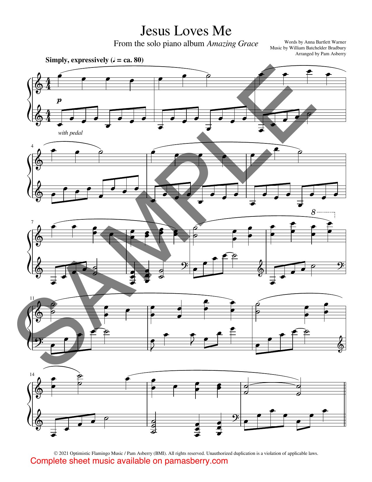 Jesus Loves Me – Downloadable Sheet Music sample page 1