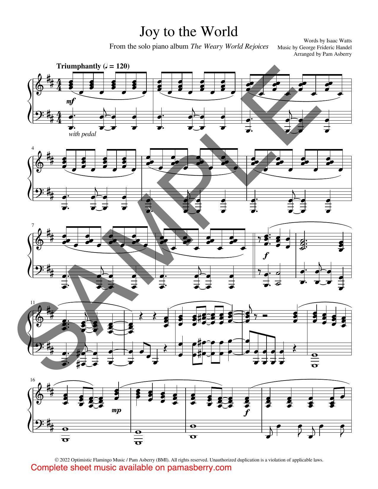 Joy to the World – Downloadable Sheet Music sample page 1