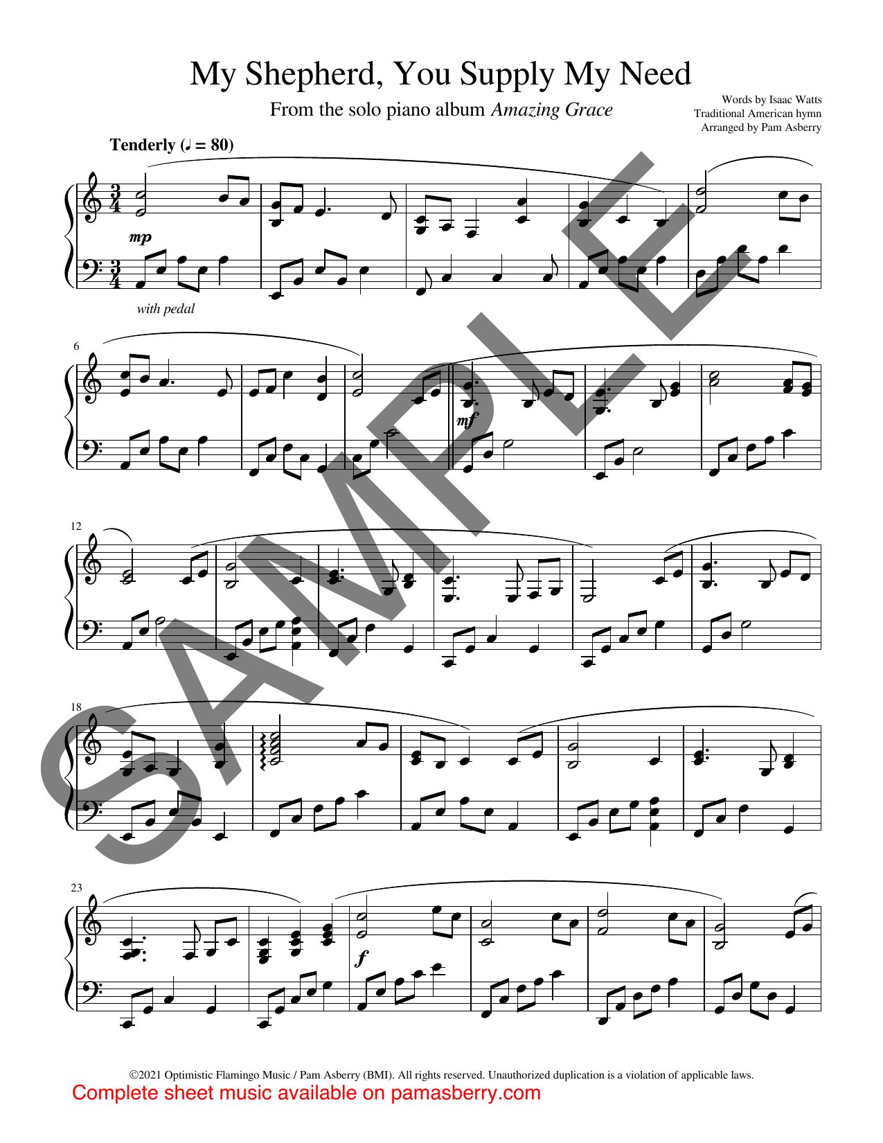 My Shepherd, You Supply My Need – Downloadable Sheet Music sample page 1