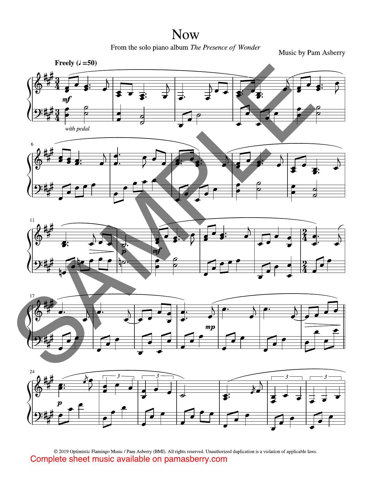 Now – Downloadable Sheet Music sample page 1