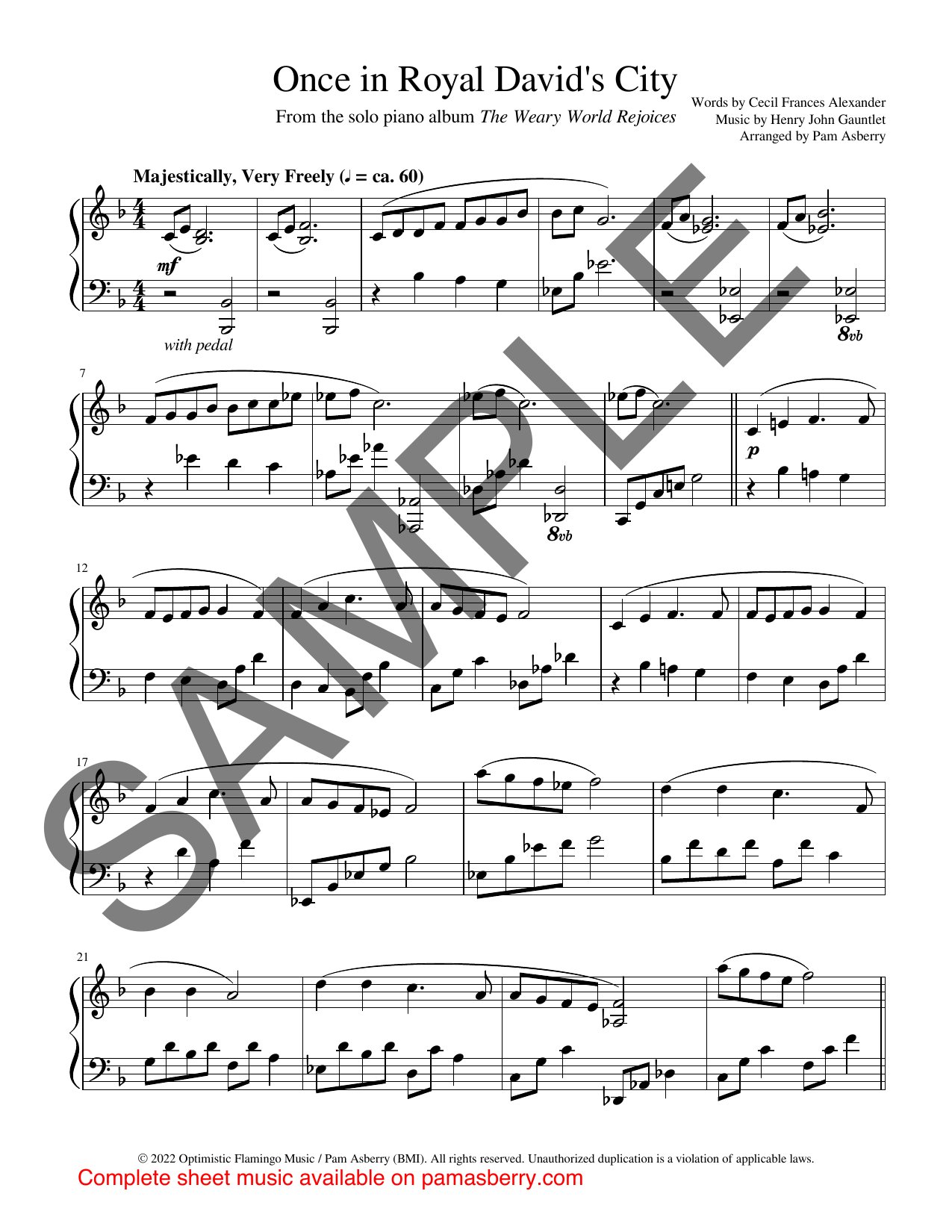 Once in Royal David’s City – Downloadable Sheet Music sample page 1