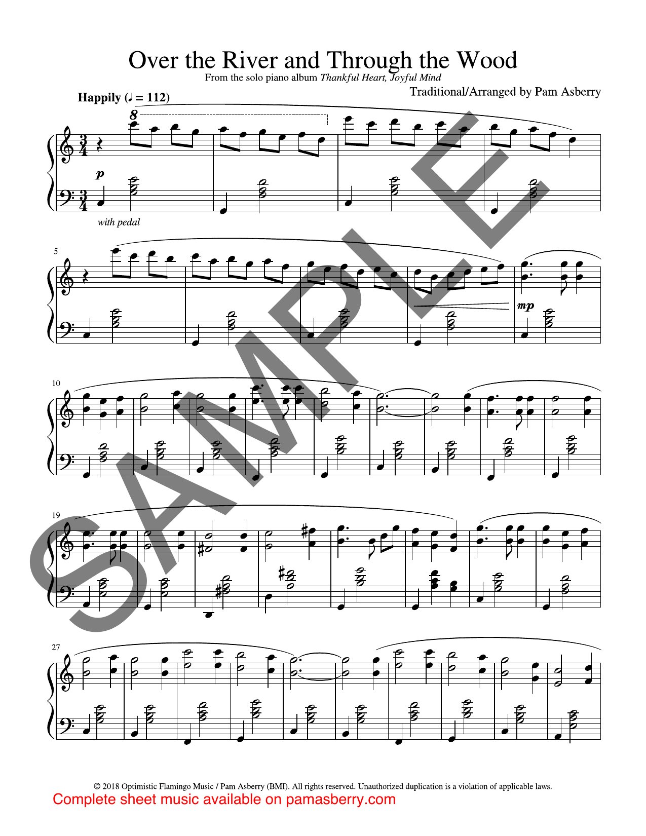 Over the River and Through the Wood – Downloadable Sheet Music sample page 1