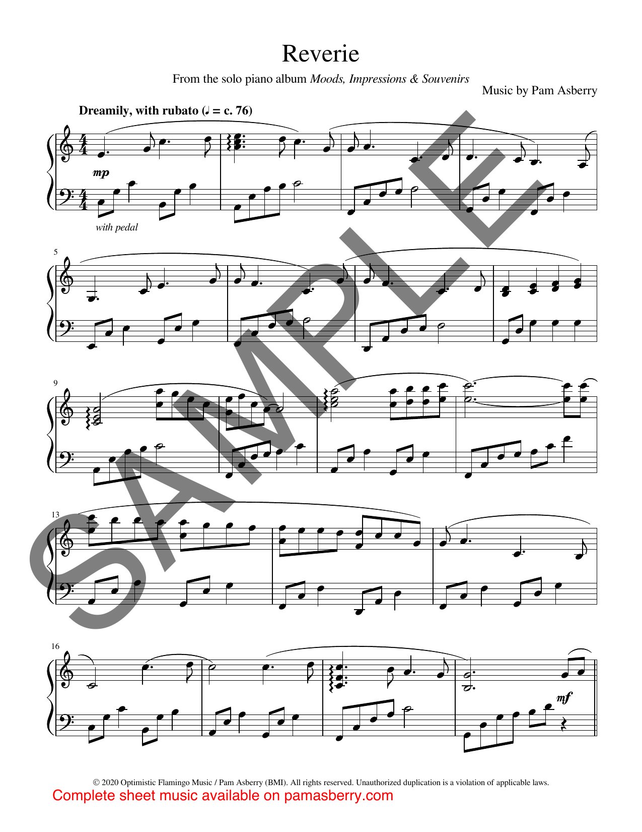 Reverie – Downloadable Sheet Music sample page 1