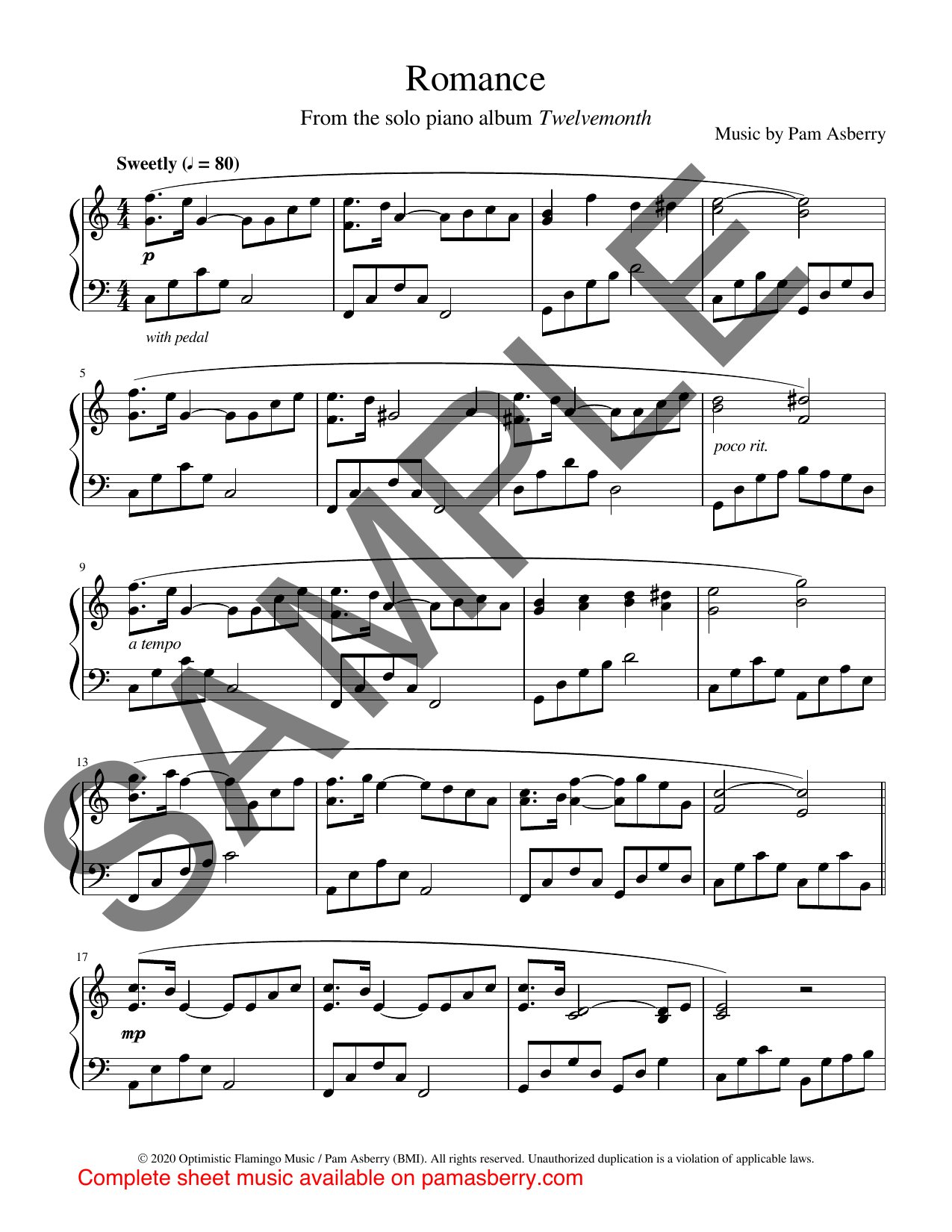 Romance – Downloadable Sheet Music sample page 1
