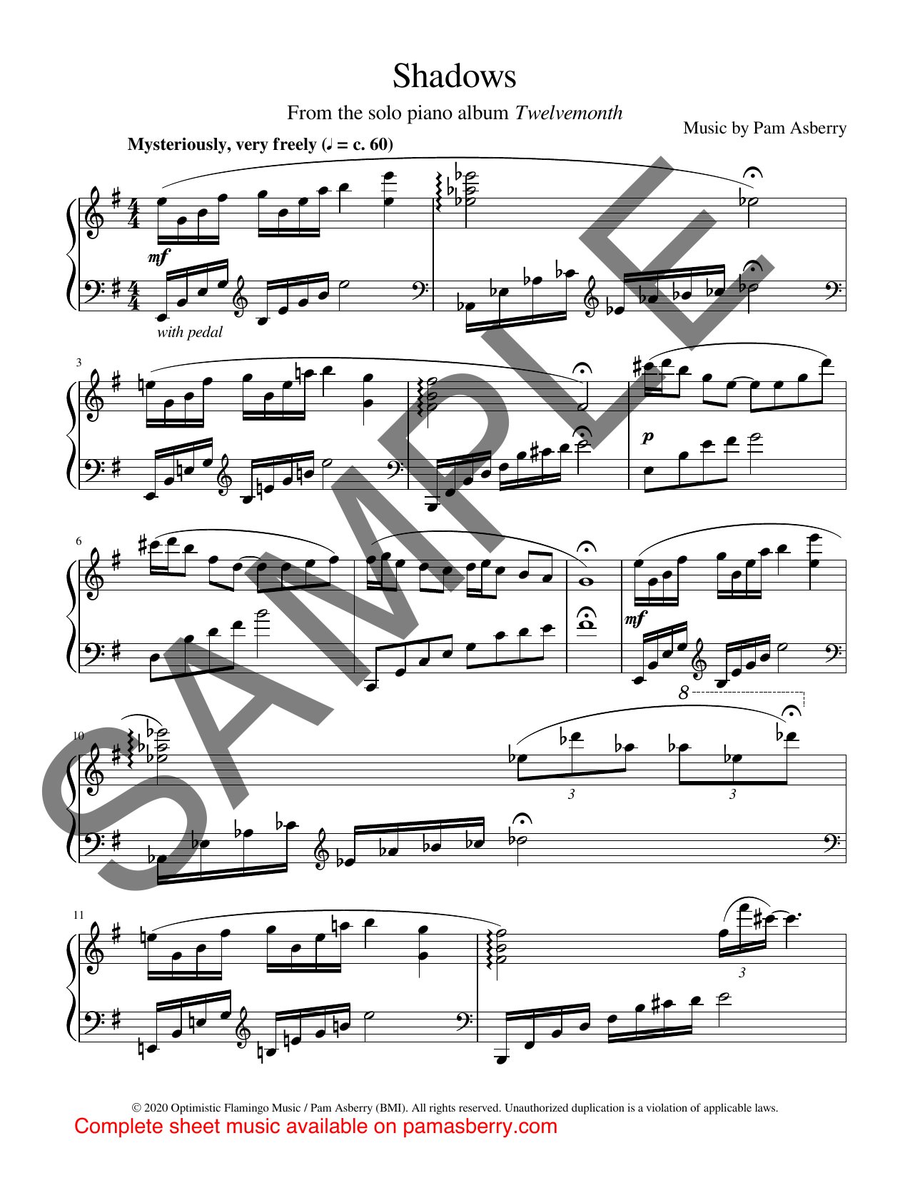 Shadows – Downloadable Sheet Music sample page 1