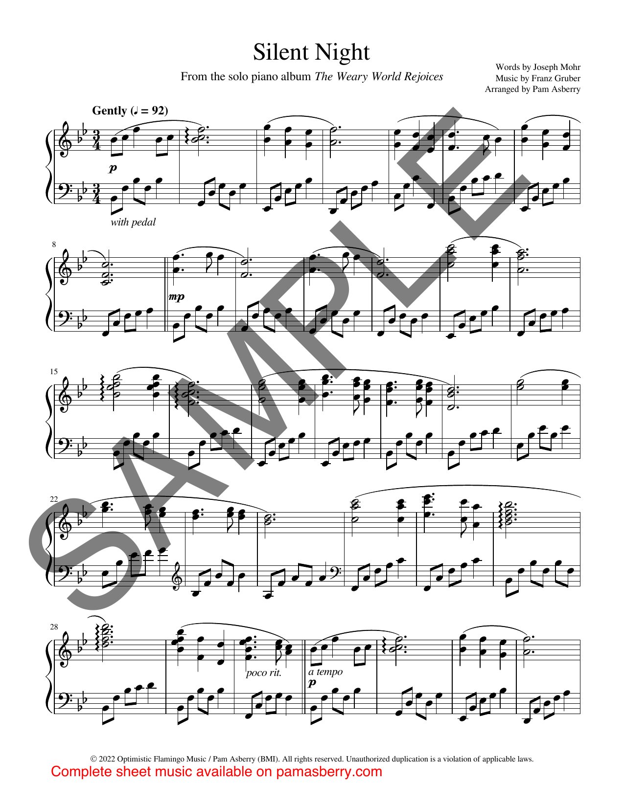 Silent Night – Downloadable Sheet Music sample page 1
