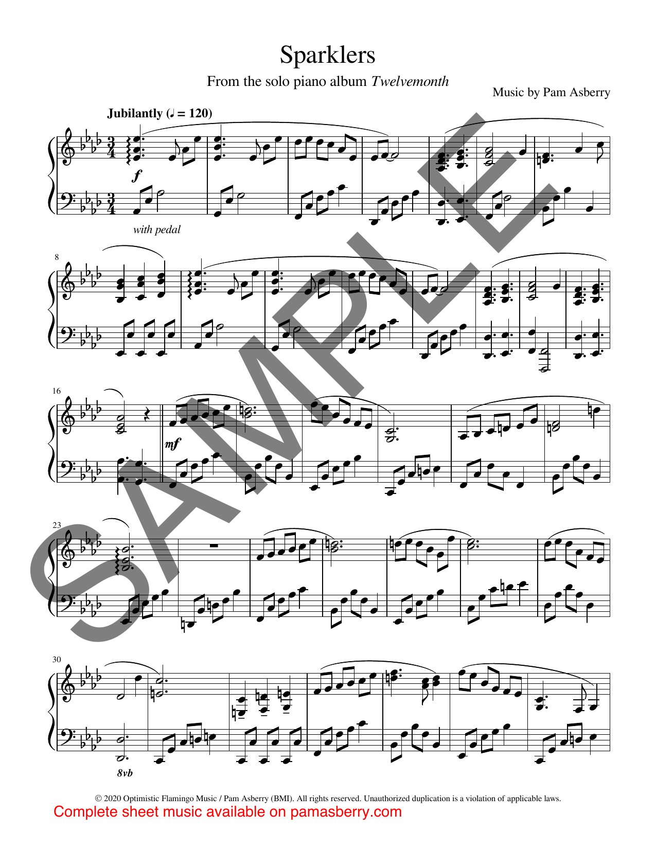 Sparklers – Downloadable Sheet Music sample page 1