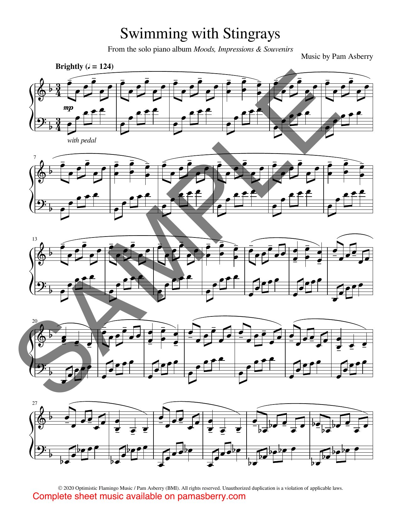 Swimming With Stingrays – Downloadable Sheet Music sample page 1