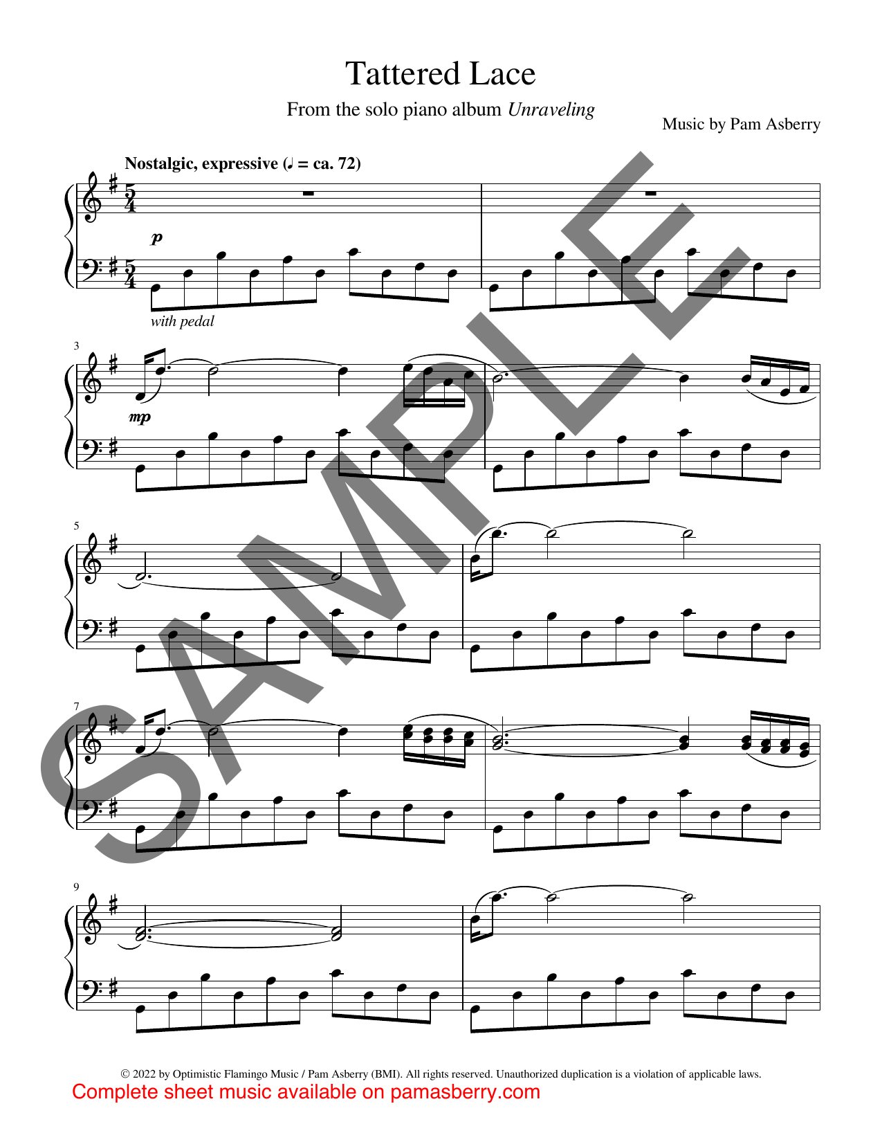 Tattered Lace – Downloadable Sheet Music sample page 1