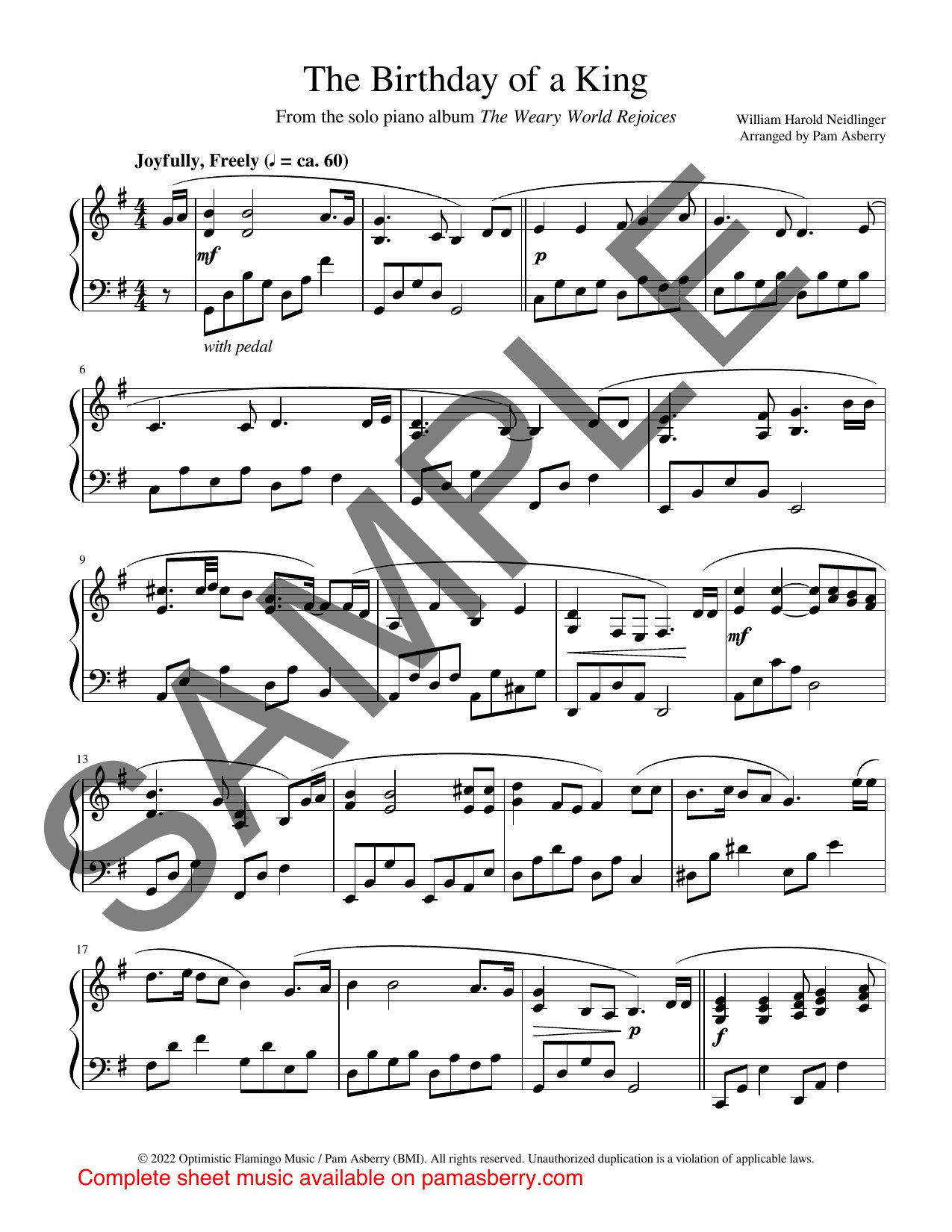 The Birthday of a King – Downloadable Sheet Music sample page 1
