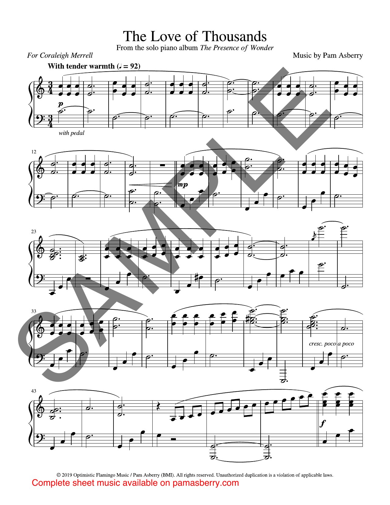 The Love Of Thousands – Downloadable Sheet Music sample page 1