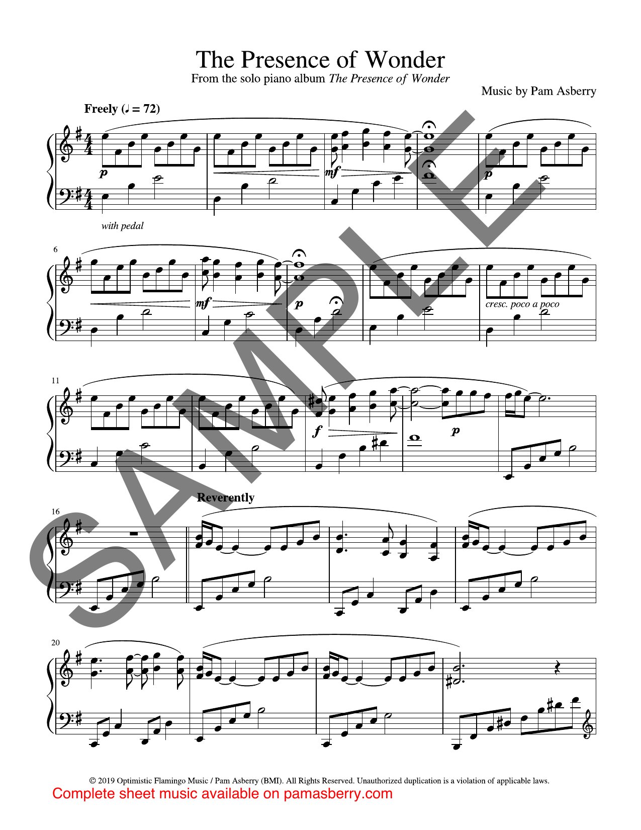 The Presence Of Wonder – Downloadable Sheet Music sample page 1