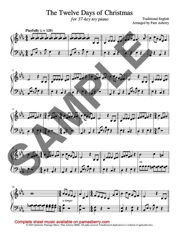 The Twelve Days of Christmas (37-key toy piano) sample page 1